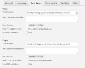 Yoast SEO - Post Types Tab