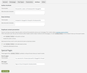 Yoast SEO - Archives Tab