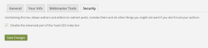 Yoast SEO Set Up - Security Tab