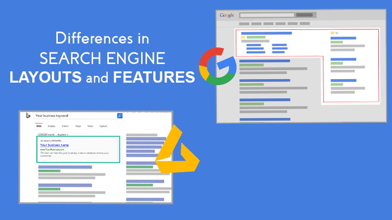 Differences in search engine layouts and features