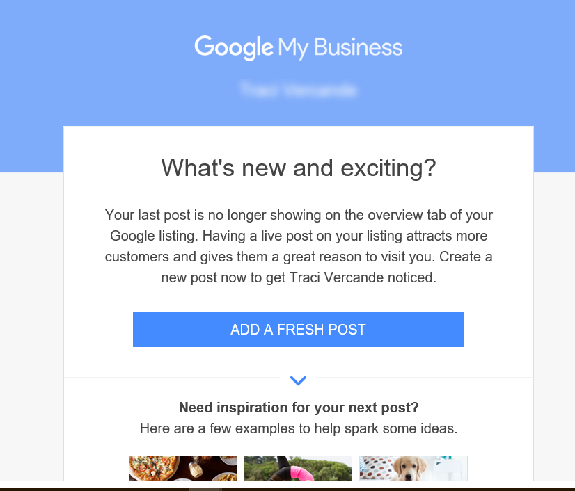 Google My Business Fresh Post